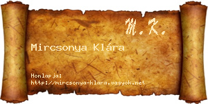 Mircsonya Klára névjegykártya